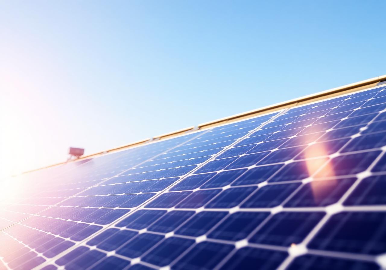 Close-up of rooftop solar panels